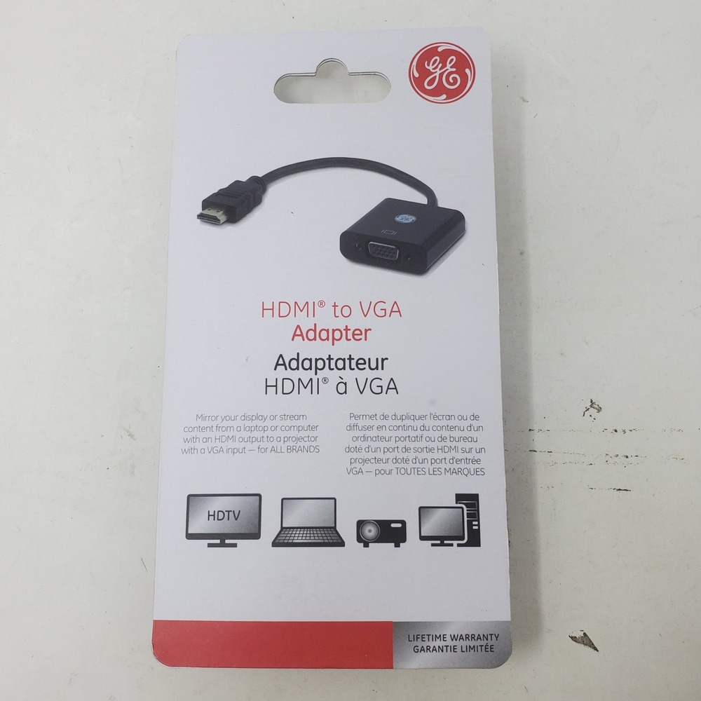 GE HDMI to VGA Adapter Black Video Converter for Laptop Projector HDTV 35841